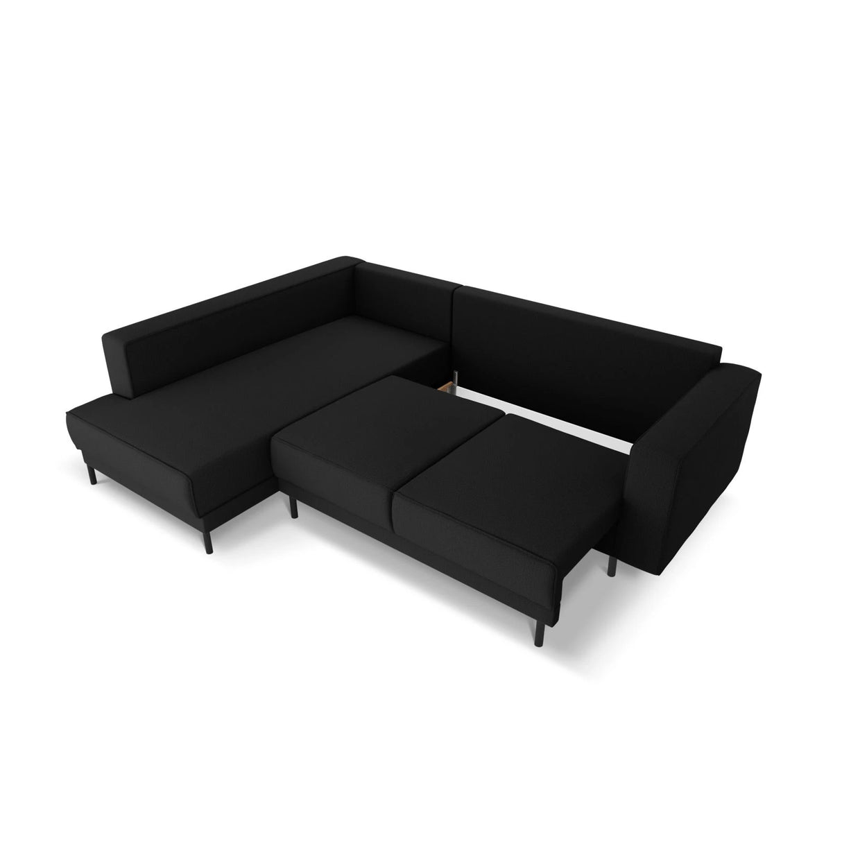 Caro 5-Sitzer Ecksofa Linke Seite, mit Schlaffunktion, in Strukturierter Stoff (Meg368) in Schwarz, 247x187 cm – Bild 6
