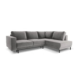 Caro 5-Sitzer Ecksofa Rechte Seite, mit Schlaffunktion, in Samt (Blu13) in Hellgrau, 247x187 cm – Bild 1