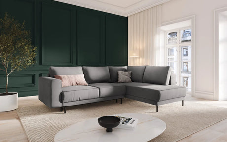 Caro 5-Sitzer Ecksofa Rechte Seite, mit Schlaffunktion, in Samt (Blu13) in Hellgrau, 247x187 cm – Bild 2