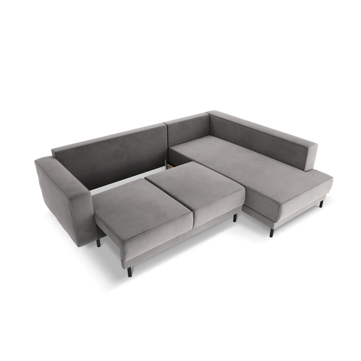Caro 5-Sitzer Ecksofa Rechte Seite, mit Schlaffunktion, in Samt (Blu13) in Hellgrau, 247x187 cm – Bild 6