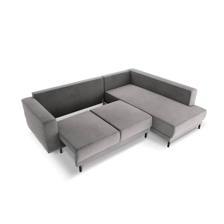 Caro 5-Sitzer Ecksofa Rechte Seite, mit Schlaffunktion, in Samt (Blu13) in Hellgrau, 247x187 cm – Bild 6