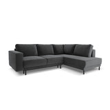 Caro 5-Sitzer Ecksofa Rechte Seite, mit Schlaffunktion, in Samt (Blu14) in Grau, 247x187 cm – Bild 1