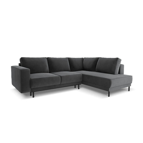 Caro 5-Sitzer Ecksofa Rechte Seite, mit Schlaffunktion, in Samt (Blu14) in Grau, 247x187 cm – Bild 1