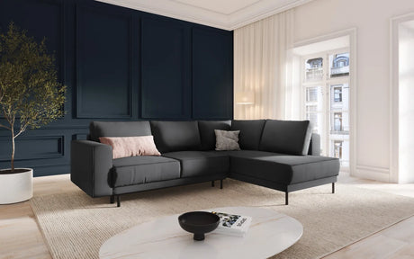 Caro 5-Sitzer Ecksofa Rechte Seite, mit Schlaffunktion, in Samt (Blu14) in Grau, 247x187 cm – Bild 2