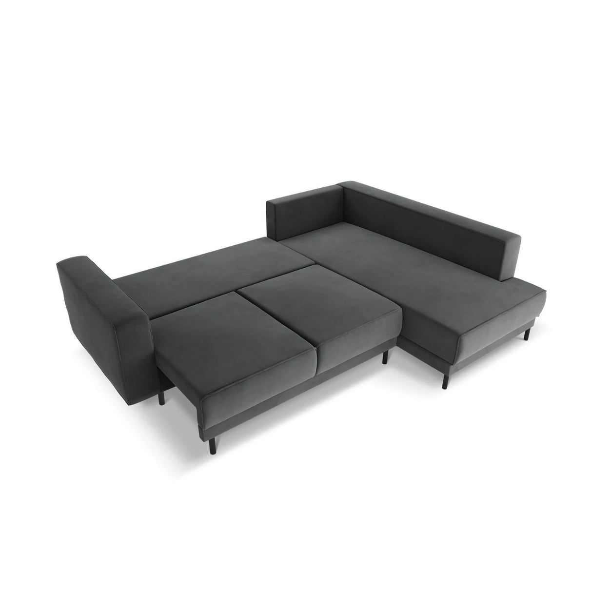Caro 5-Sitzer Ecksofa Rechte Seite, mit Schlaffunktion, in Samt (Blu14) in Grau, 247x187 cm – Bild 5