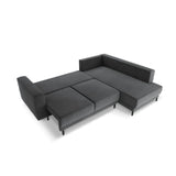 Caro 5-Sitzer Ecksofa Rechte Seite, mit Schlaffunktion, in Samt (Blu14) in Grau, 247x187 cm – Bild 5