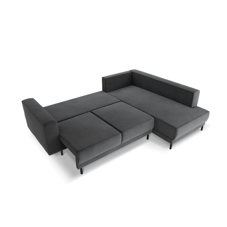 Caro 5-Sitzer Ecksofa Rechte Seite, mit Schlaffunktion, in Samt (Blu14) in Grau, 247x187 cm – Bild 5