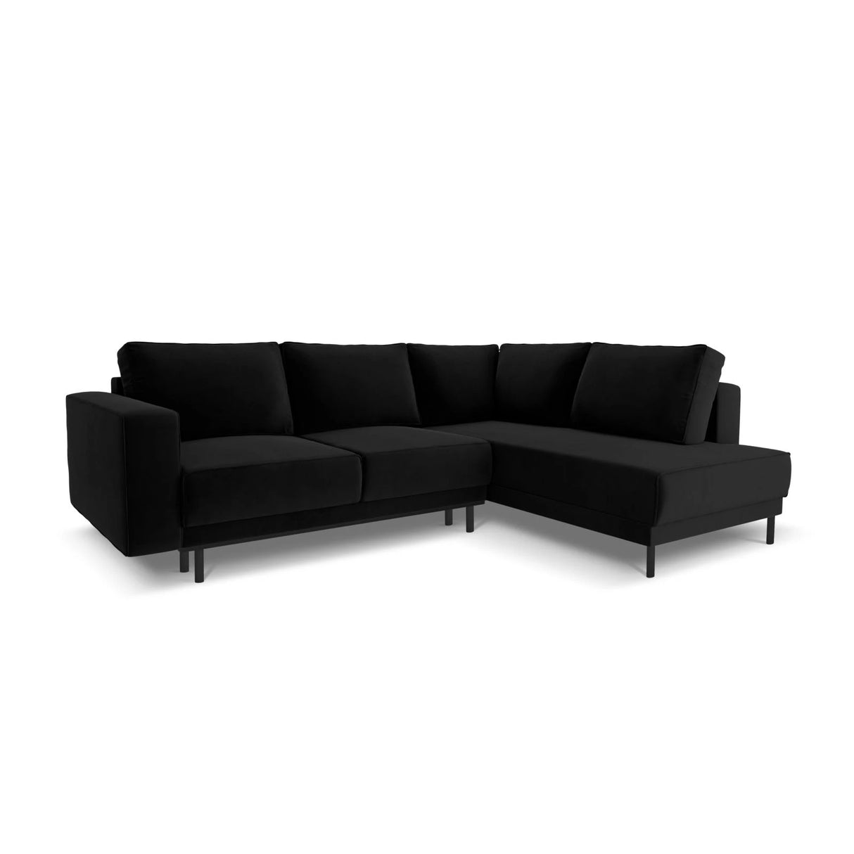Caro 5-Sitzer Ecksofa Rechte Seite, mit Schlaffunktion, in Samt (Blu19) in Schwarz, 247x187 cm – Bild 1