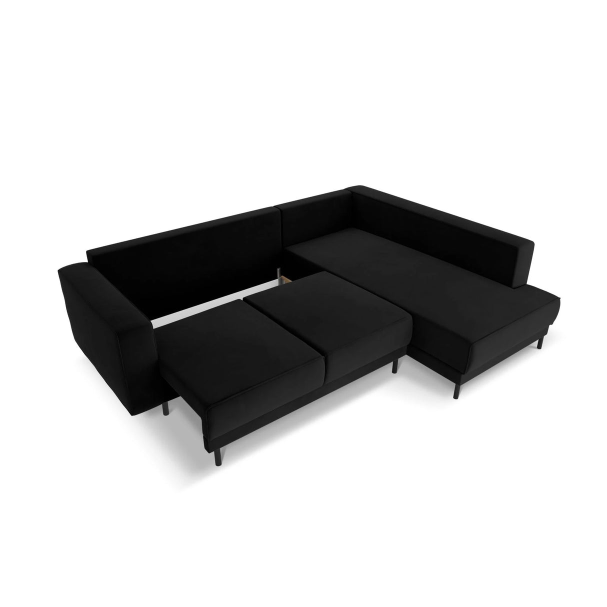 Caro 5-Sitzer Ecksofa Rechte Seite, mit Schlaffunktion, in Samt (Blu19) in Schwarz, 247x187 cm – Bild 6