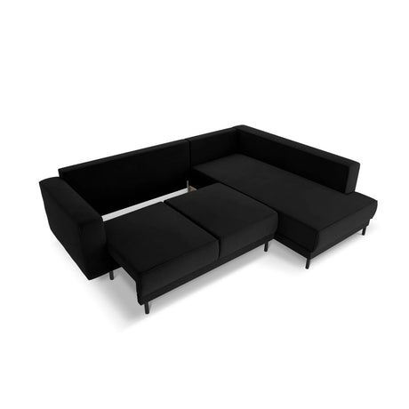 Caro 5-Sitzer Ecksofa Rechte Seite, mit Schlaffunktion, in Samt (Blu19) in Schwarz, 247x187 cm – Bild 6