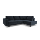 Caro 5-Sitzer Ecksofa Rechte Seite, mit Schlaffunktion, in Samt (Blu89) in Dunkelblau, 247x187 cm – Bild 1