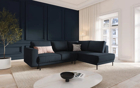 Caro 5-Sitzer Ecksofa Rechte Seite, mit Schlaffunktion, in Samt (Blu89) in Dunkelblau, 247x187 cm – Bild 2