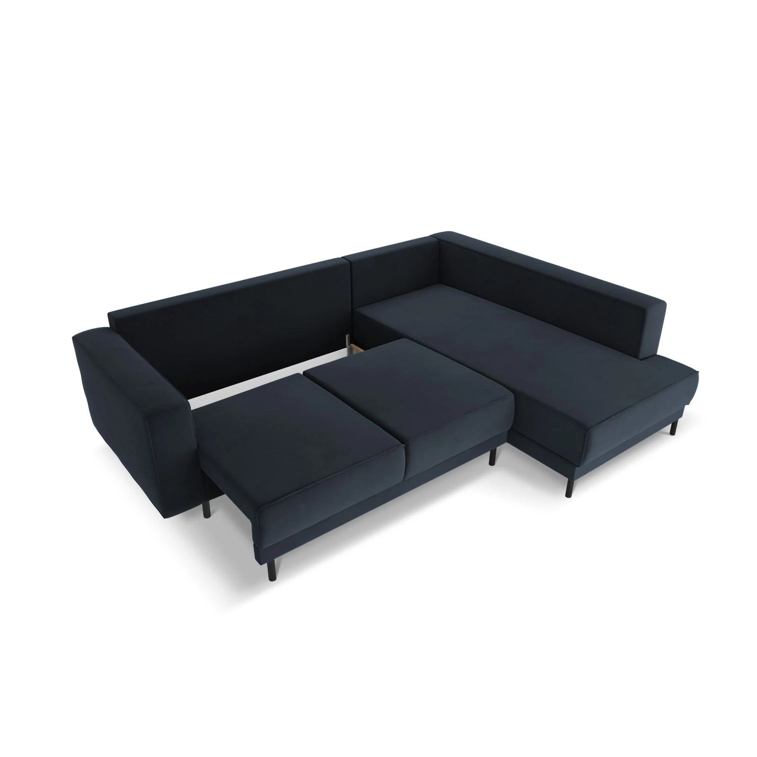 Caro 5-Sitzer Ecksofa Rechte Seite, mit Schlaffunktion, in Samt (Blu89) in Dunkelblau, 247x187 cm – Bild 6