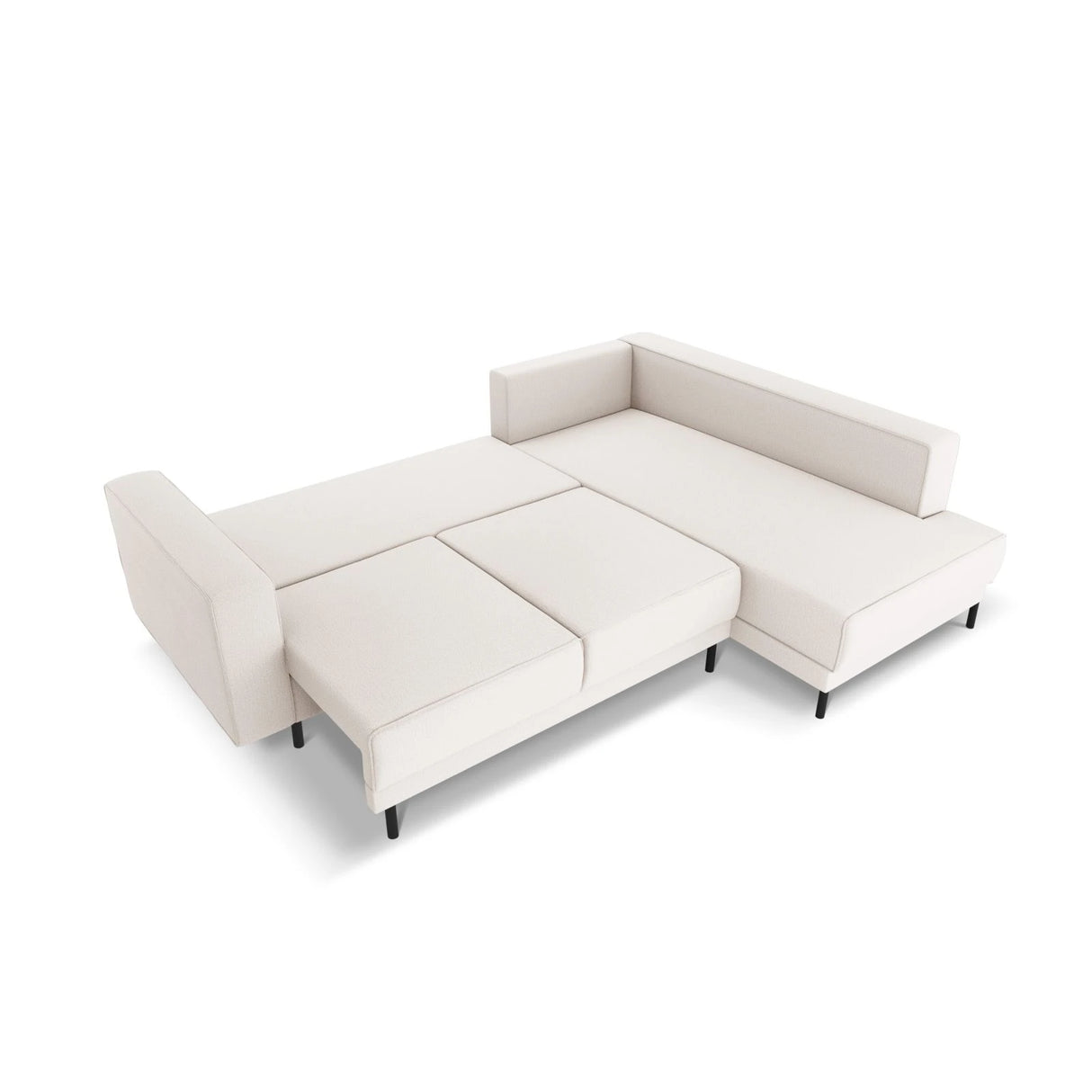 Caro 5-Sitzer Ecksofa Rechte Seite, mit Schlaffunktion, in Strukturierter Stoff (Meg351) in Leichtes Beige, 247x187 cm – Bild 5