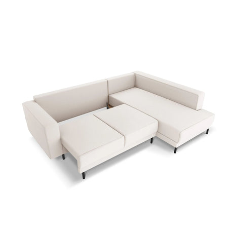 Caro 5-Sitzer Ecksofa Rechte Seite, mit Schlaffunktion, in Strukturierter Stoff (Meg351) in Leichtes Beige, 247x187 cm – Bild 6