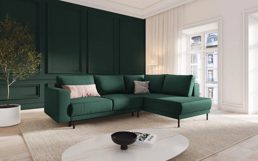 Caro 5-Sitzer Ecksofa Rechte Seite, mit Schlaffunktion, in Strukturierter Stoff (Meg359) in Grün, 247x187 cm – Bild 2