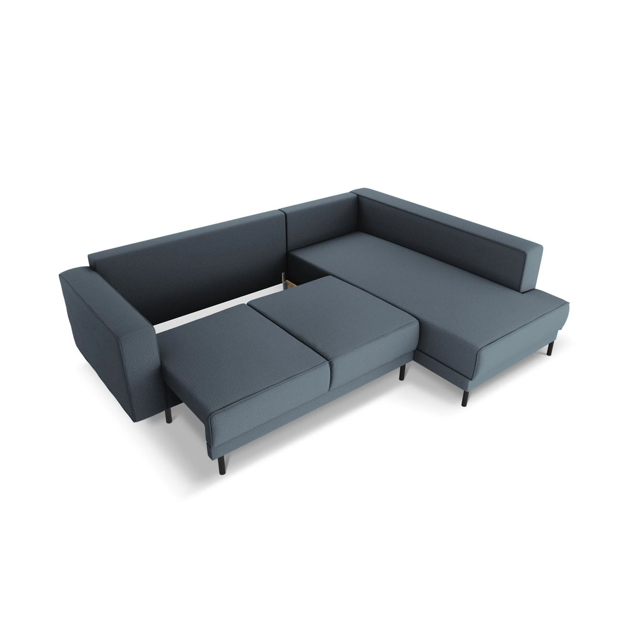 Caro 5-Sitzer Ecksofa Rechte Seite, mit Schlaffunktion, in Strukturierter Stoff (Meg361) in Blau, 247x187 cm – Bild 6