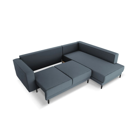 Caro 5-Sitzer Ecksofa Rechte Seite, mit Schlaffunktion, in Strukturierter Stoff (Meg361) in Blau, 247x187 cm – Bild 6