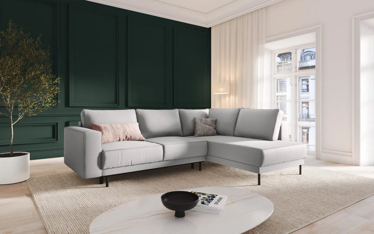 Caro 5-Sitzer Ecksofa Rechte Seite, mit Schlaffunktion, in Strukturierter Stoff (Meg363) in Hellgrau, 247x187 cm – Bild 2