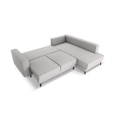 Caro 5-Sitzer Ecksofa Rechte Seite, mit Schlaffunktion, in Strukturierter Stoff (Meg363) in Hellgrau, 247x187 cm – Bild 5