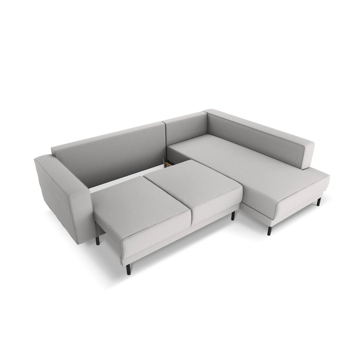 Caro 5-Sitzer Ecksofa Rechte Seite, mit Schlaffunktion, in Strukturierter Stoff (Meg363) in Hellgrau, 247x187 cm – Bild 6