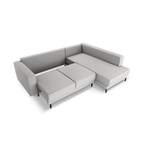 Caro 5-Sitzer Ecksofa Rechte Seite, mit Schlaffunktion, in Strukturierter Stoff (Meg363) in Hellgrau, 247x187 cm – Bild 6