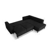 Caro 5-Sitzer Ecksofa Rechte Seite, mit Schlaffunktion, in Strukturierter Stoff (Meg368) in Schwarz, 247x187 cm – Bild 5