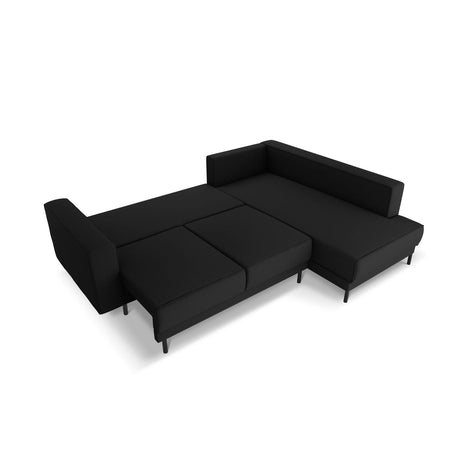 Caro 5-Sitzer Ecksofa Rechte Seite, mit Schlaffunktion, in Strukturierter Stoff (Meg368) in Schwarz, 247x187 cm – Bild 5