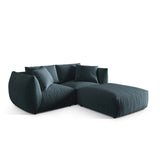 Chris 3-Sitzer Ecksofa mit Poufmodul in Leinenoptik aus Samt (CasDaBl) in Pastel Blue, 220x200 cm – Bild 4