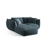Chris 3-Sitzer Ecksofa mit Poufmodul in Leinenoptik aus Samt (CasDaBl) in Pastel Blue, 220x200 cm – Bild 5