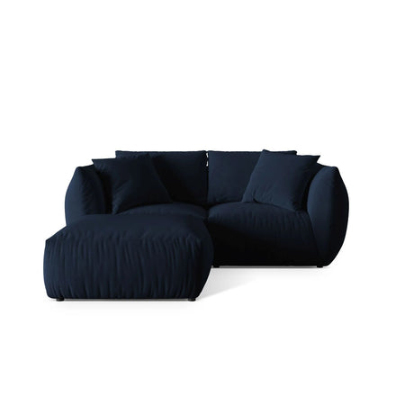 Chris 3-Sitzer Ecksofa mit Poufmodul in Leinenoptik aus Samt (CasDeBl) in Königsblau, 220x200 cm – Bild 1