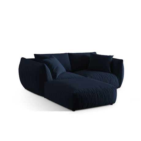 Chris 3-Sitzer Ecksofa mit Poufmodul in Leinenoptik aus Samt (CasDeBl) in Königsblau, 220x200 cm – Bild 5