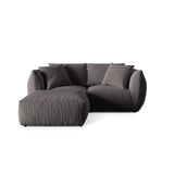 Chris 3-Sitzer Ecksofa mit Poufmodul in Leinenoptik aus Samt (CasGraph) in Dunkelgrau, 220x200 cm – Bild 1