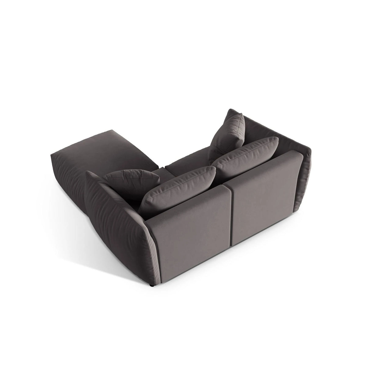 Chris 3-Sitzer Ecksofa mit Poufmodul in Leinenoptik aus Samt (CasGraph) in Dunkelgrau, 220x200 cm – Bild 6