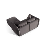Chris 3-Sitzer Ecksofa mit Poufmodul in Leinenoptik aus Samt (CasGraph) in Dunkelgrau, 220x200 cm – Bild 6
