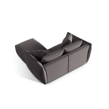 Chris 3-Sitzer Ecksofa mit Poufmodul in Leinenoptik aus Samt (CasGraph) in Dunkelgrau, 220x200 cm – Bild 6