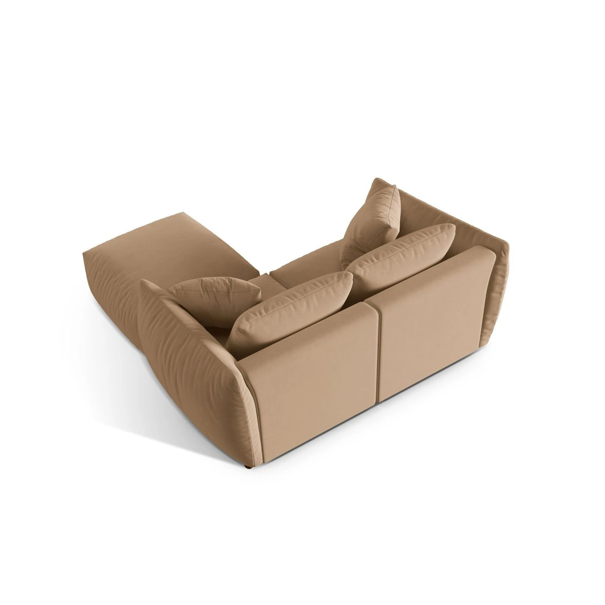 Chris 3-Sitzer Ecksofa mit Poufmodul in Leinenoptik aus Samt (CasLio) in Sand, 220x200 cm – Bild 6