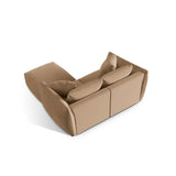 Chris 3-Sitzer Ecksofa mit Poufmodul in Leinenoptik aus Samt (CasLio) in Sand, 220x200 cm – Bild 6