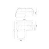 Chris 3-Sitzer Ecksofa mit Poufmodul in Leinenoptik aus Samt (CasSto) in Grau, 220x200 cm – Bild 3