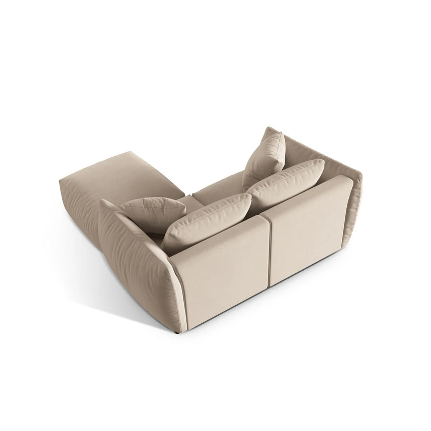 Chris 3-Sitzer Ecksofa mit Poufmodul in Leinenoptik aus Samt oder Strukturstoff, 220x200 cm – Bild 6