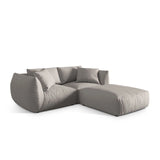 Chris 3-Sitzer Ecksofa mit Poufmodul in Leinenoptik aus Strukturierter Stoff (LIN04) in Natural, 220x200 cm – Bild 4