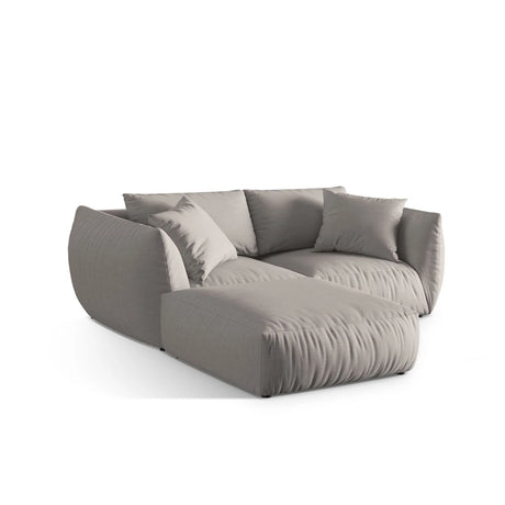 Chris 3-Sitzer Ecksofa mit Poufmodul in Leinenoptik aus Strukturierter Stoff (LIN04) in Natural, 220x200 cm – Bild 5