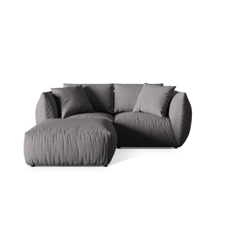 Chris 3-Sitzer Ecksofa mit Poufmodul in Leinenoptik aus Strukturierter Stoff (LIN32) in Sand, 220x200 cm – Bild 1