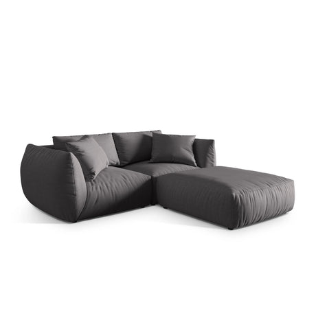 Chris 3-Sitzer Ecksofa mit Poufmodul in Leinenoptik aus Strukturierter Stoff (LIN32) in Sand, 220x200 cm – Bild 4