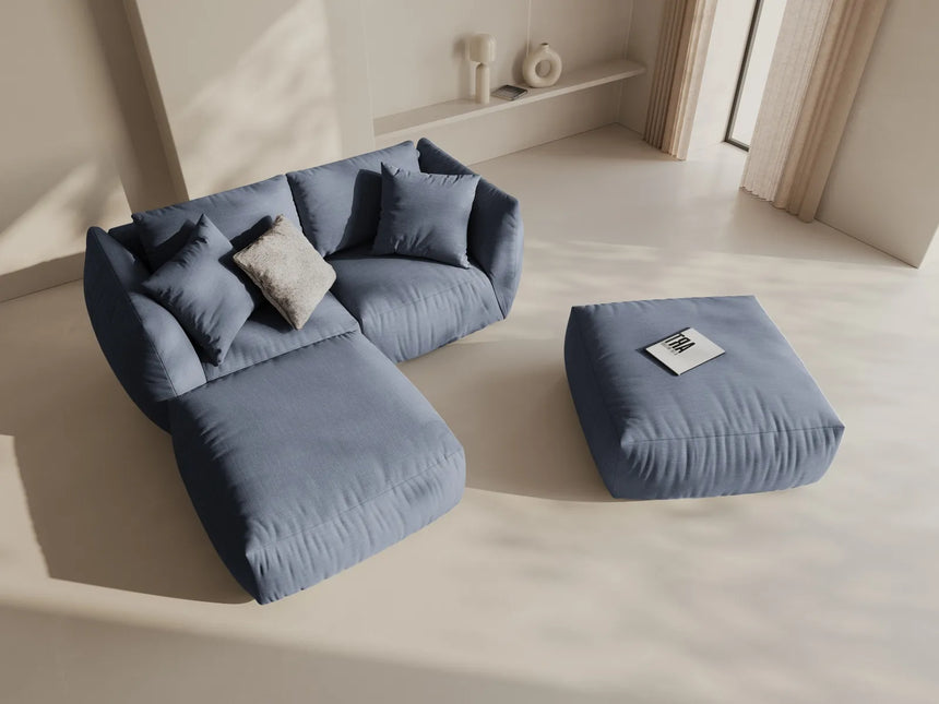 Chris 3-Sitzer Ecksofa mit Poufmodul in Leinenoptik aus Strukturierter Stoff (LIN74) in Light Green, 220x200 cm – Bild 2