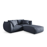 Chris 3-Sitzer Ecksofa mit Poufmodul in Leinenoptik aus Strukturierter Stoff (LIN74) in Light Green, 220x200 cm – Bild 4