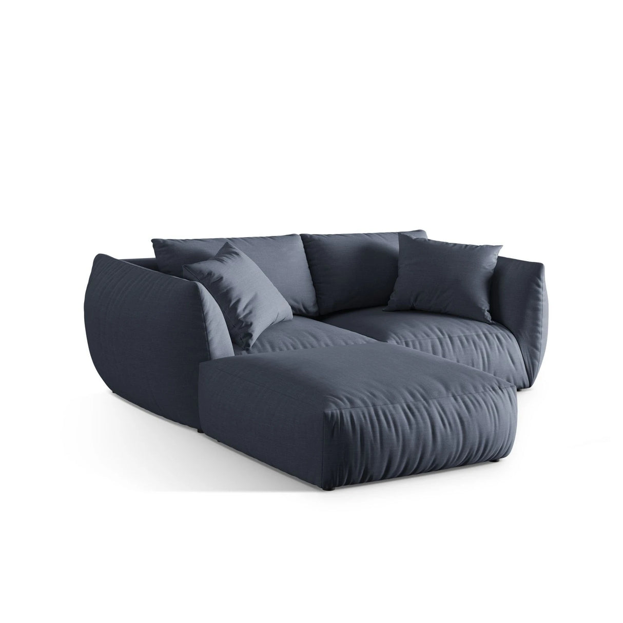 Chris 3-Sitzer Ecksofa mit Poufmodul in Leinenoptik aus Strukturierter Stoff (LIN74) in Light Green, 220x200 cm – Bild 5