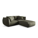 Chris 3-Sitzer Ecksofa mit Poufmodul in Leinenoptik aus Strukturierter Stoff (LIN81) in Muted Blue, 220x200 cm – Bild 4