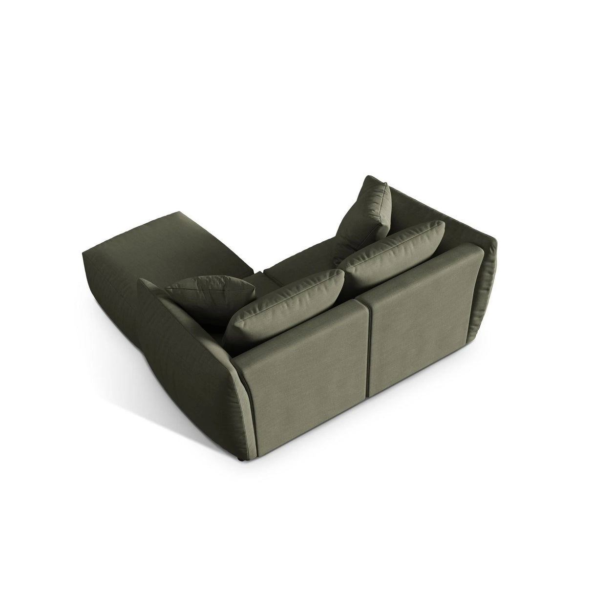 Chris 3-Sitzer Ecksofa mit Poufmodul in Leinenoptik aus Strukturierter Stoff (LIN81) in Muted Blue, 220x200 cm – Bild 6
