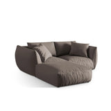 Chris 3-Sitzer Ecksofa mit Poufmodul in Leinenoptik aus Strukturierter Stoff (LINS07) in Concrete, 220x200 cm – Bild 5